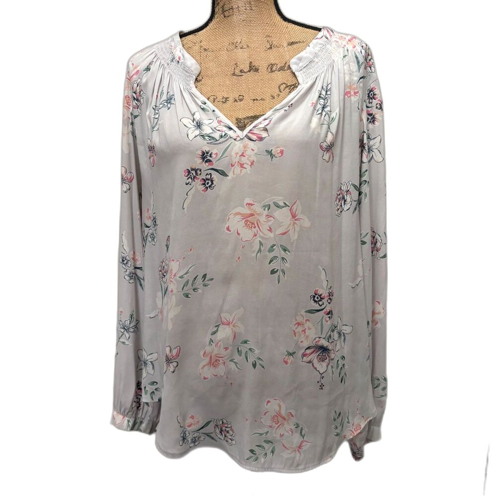 Torrid Popover Peasent Blouse Pastel Purple Floral Long Sleeve Plus Size 2X